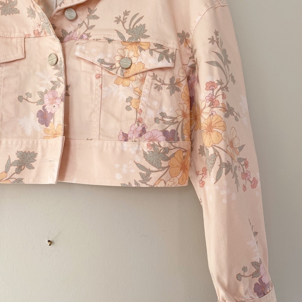 Sanctuary‎ Cropped Floral Denim Jacket Swifty - Picture 7 of 8